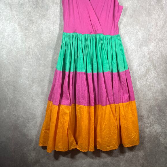 Mira Maxi Dress Womens Small Multicolor Colorblock Faux Wrap Sleeveless V-Neck - Picture 2 of 6